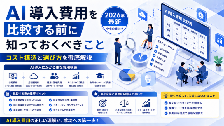 AI導入費用を比較する前に知っておくべきこと｜2026年最新・中小企業向けコスト構造と選び方を徹底解説【AI導入費用比較】