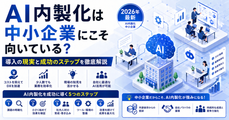AI内製化は中小企業にこそ向いている？導入の現実と成功のステップを徹底解説【2026年最新・AI内製化 中小企業】