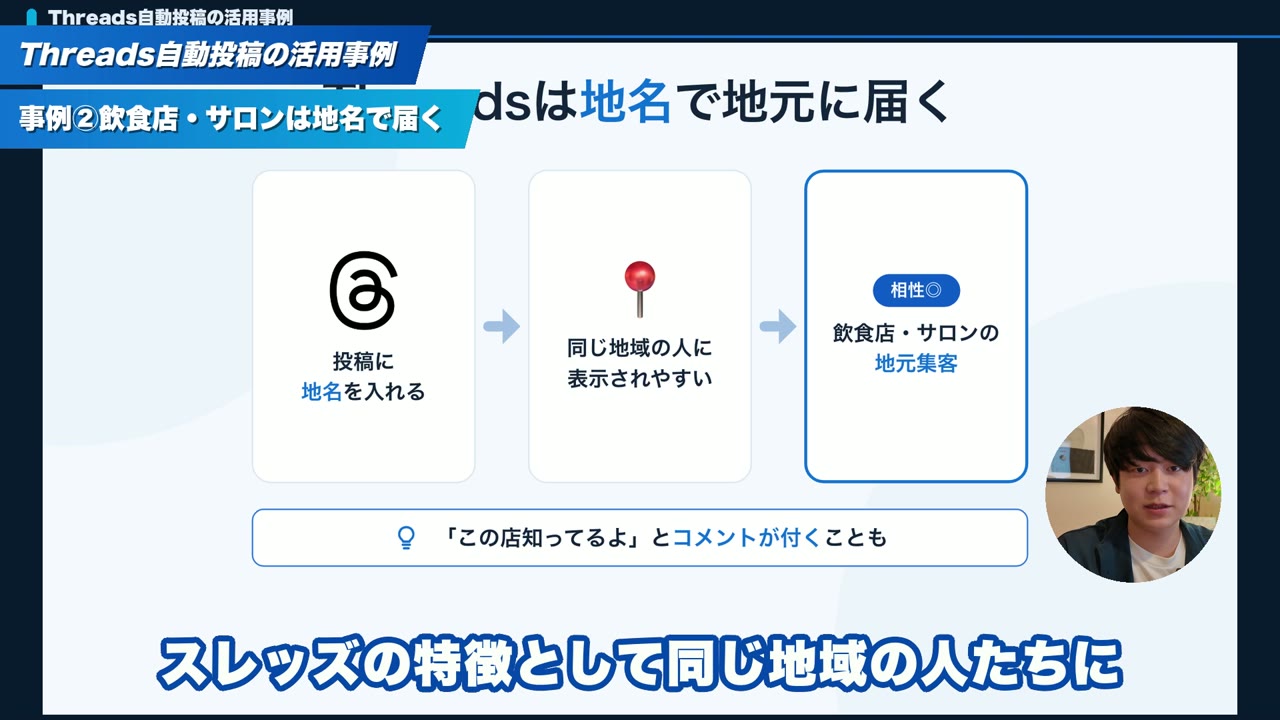 飲食店・サロンのThreads活用事例は地名で地元に届く